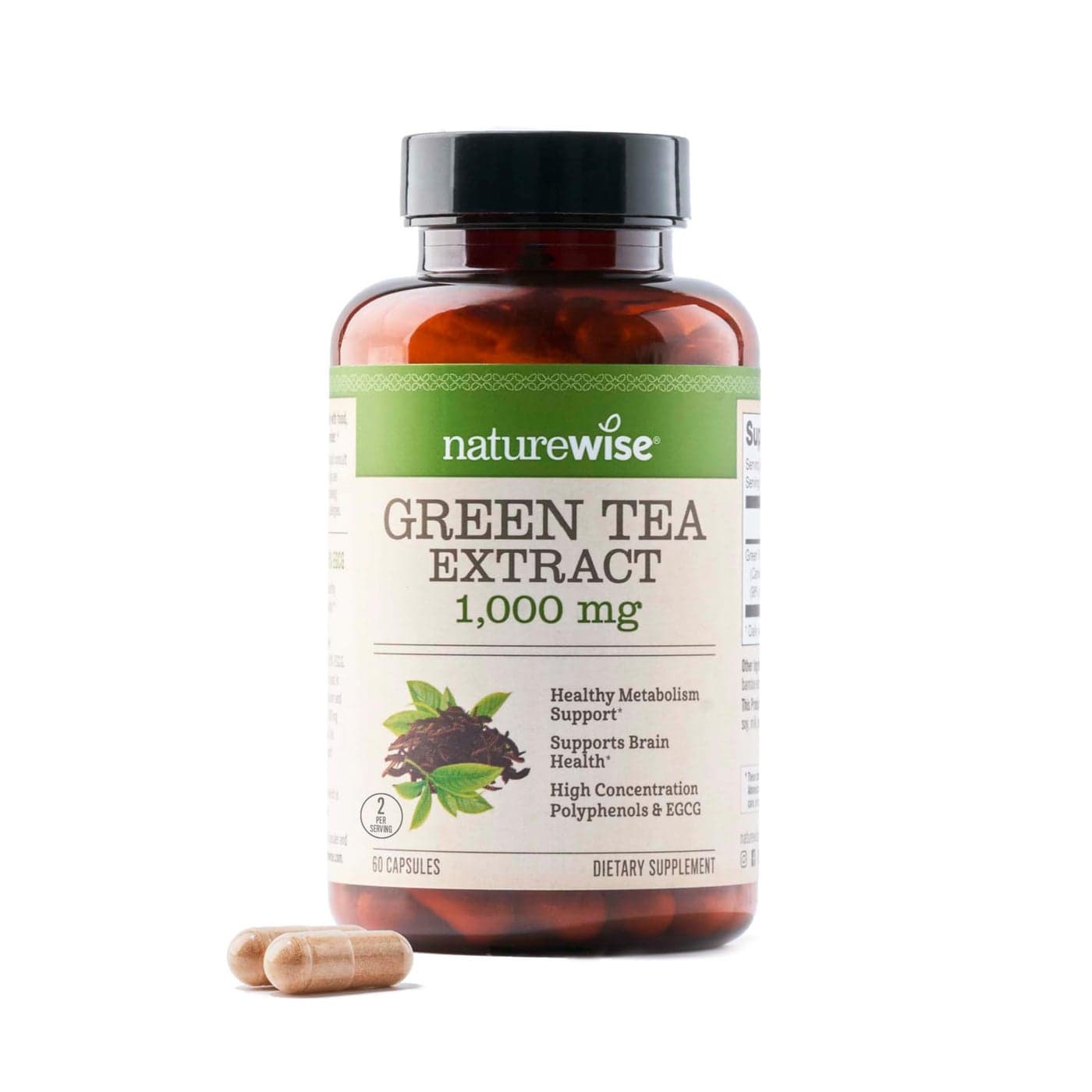 NatureWise Green Tea Extract Capsules 1000 mg 50 EGCG 98 Polyphenols Extra Strength Green Tea Pills Antioxidants for Heart Health Energy Vegan NonGMO 60 Count30Day Supply