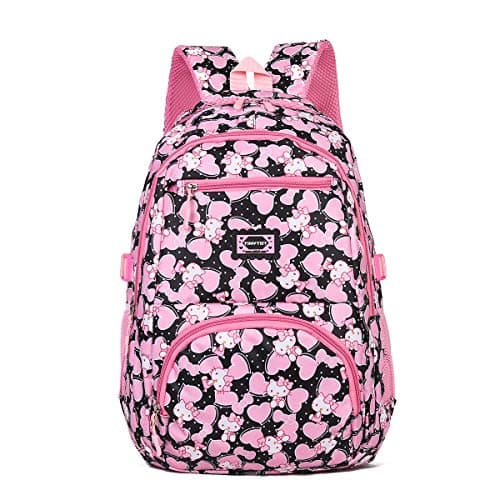 Tinytot School Bag for Girl - 26L, 18 Inches, Durable & Sleek Waterproof Tuition Bag for Girls, Kitty Print, Black School Backpack, Picnic & Travel Bag, College Bag for Girls, Travel Bag for Women