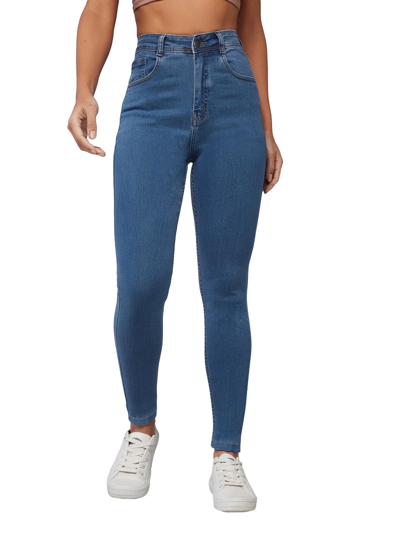 Miss Chase Women's Skinny High Rise Clean Look Regular Length Denim Jeans (MCSS21DEN99-38-54-36, Sky Blue, 36)