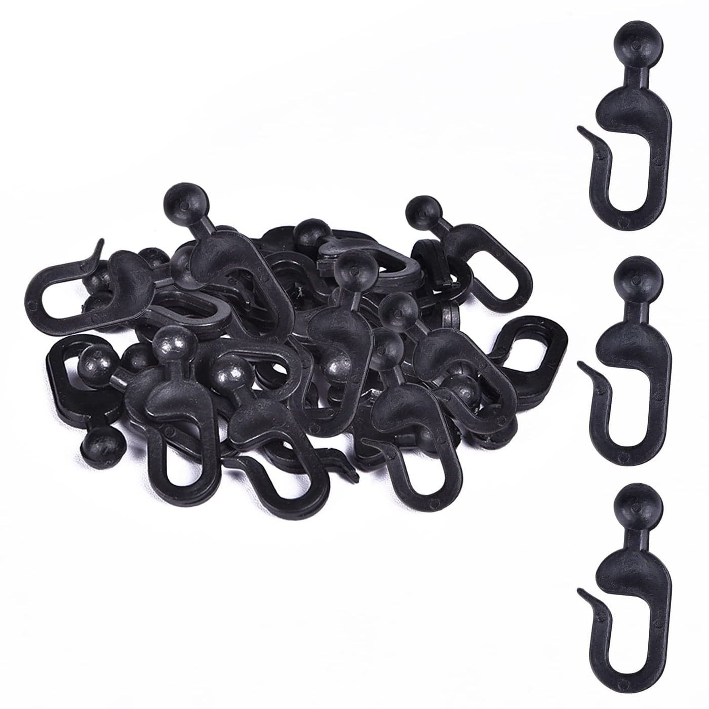Tngan 36 Pcs Plastic Hooks for Gazebo Curtains Mosquito Netting Black