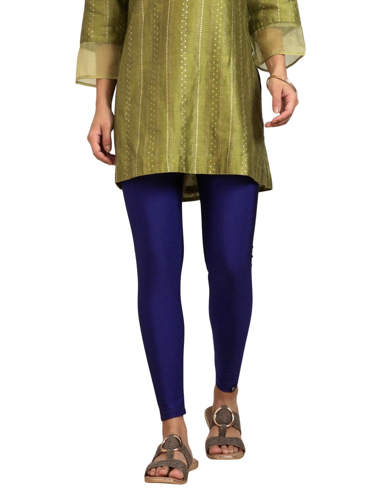 TWIN BIRDS Shimmer Stretch Leggings for Women – Slim Fit Nylon Elastane Fabric, Mid Rise Ankle Length, Fashion Legging for Daily