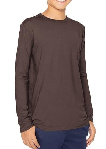 Boy's Long Sleeve Crew Neck Top Brown Large