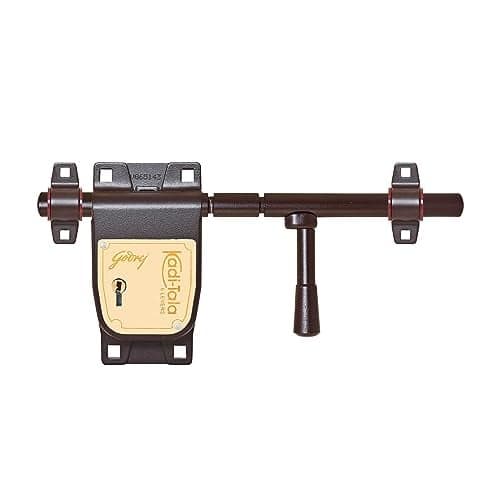 Godrej Locks I Kadi-Tala 6 Lever 275 mm I 3 Keys I for Double Door, Fitting Outside of Door Pannel I Aloy Steel Body Double Locking Mechanism for Main Door I Brown Texture Finish