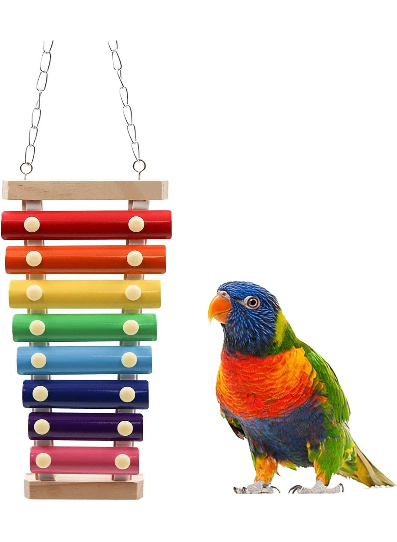 Colorful Bird Xylophone Toy, Funny Xylophone Toy with 8 Metal Keys, Bird Cage Toy Accessories for Chicken Bird Parrot Parrot Parakeet Budgies Love Birds