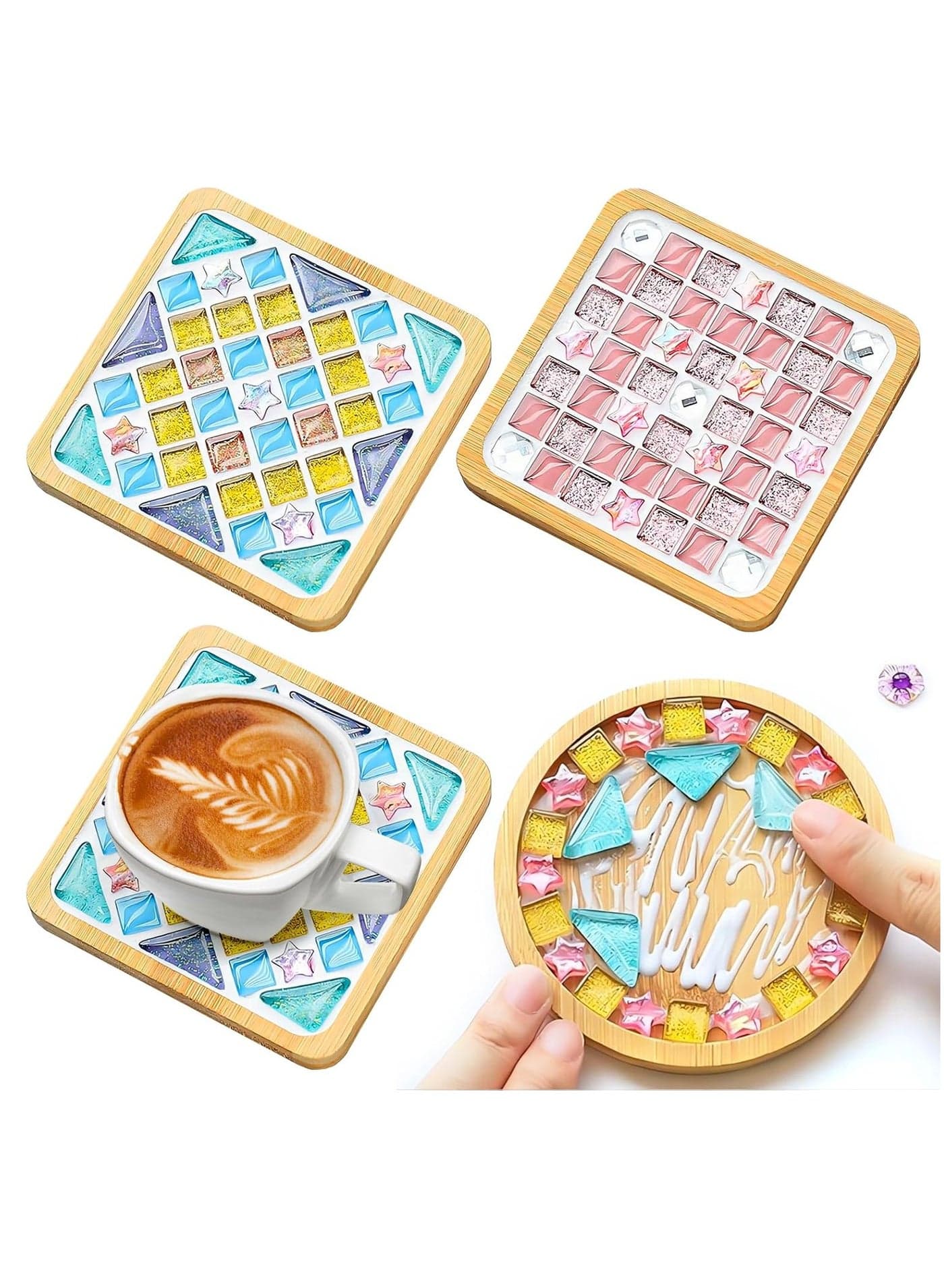 Mosaic Coasters Diy Creative Children'S Handmade Material Package Festival Activities Handmade Diy Crafts(Style 2)