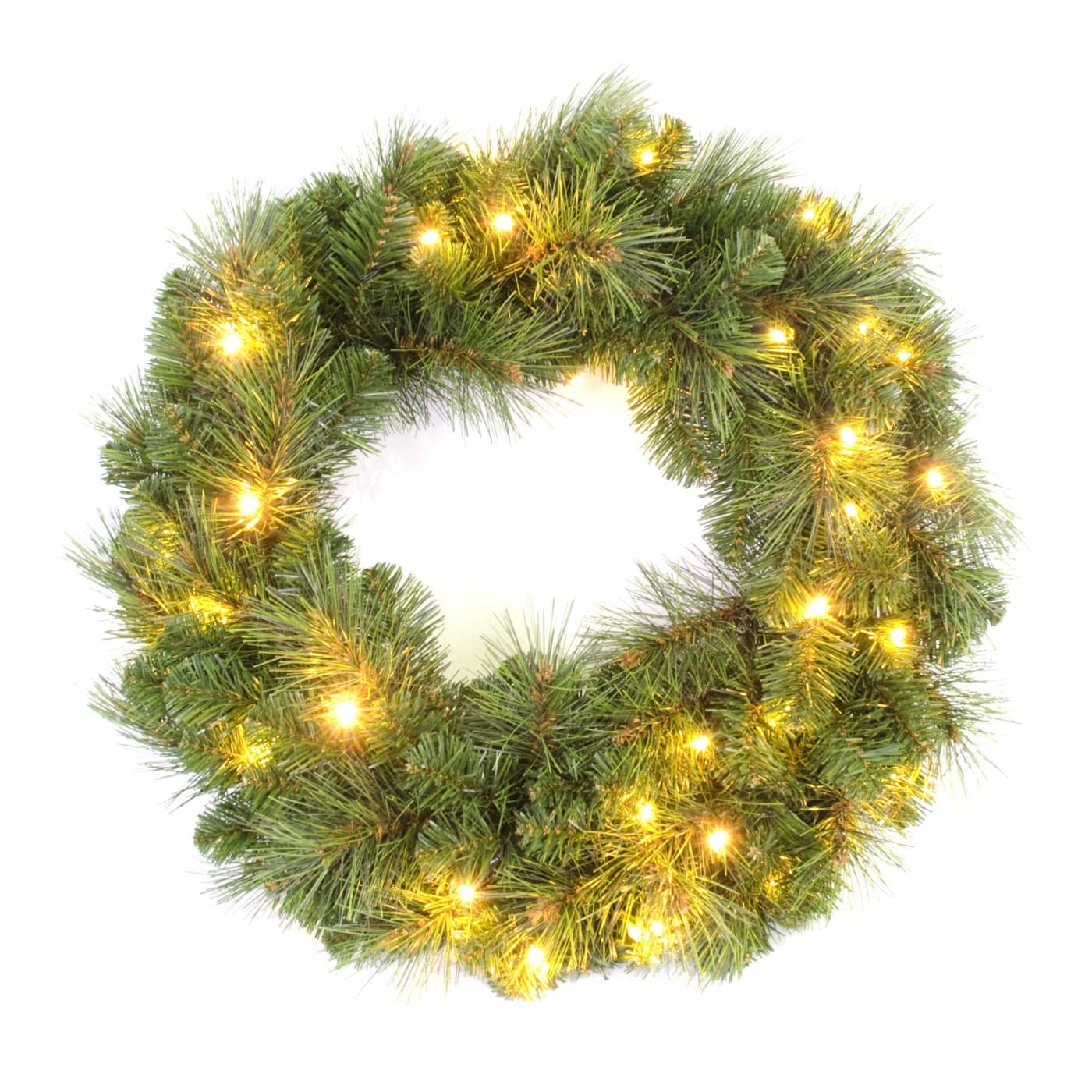 WeRChristmas PreLit Alberta Spruce Wreath Illuminated with 35 Warm White LED Lights 60 cm Wreath Green
