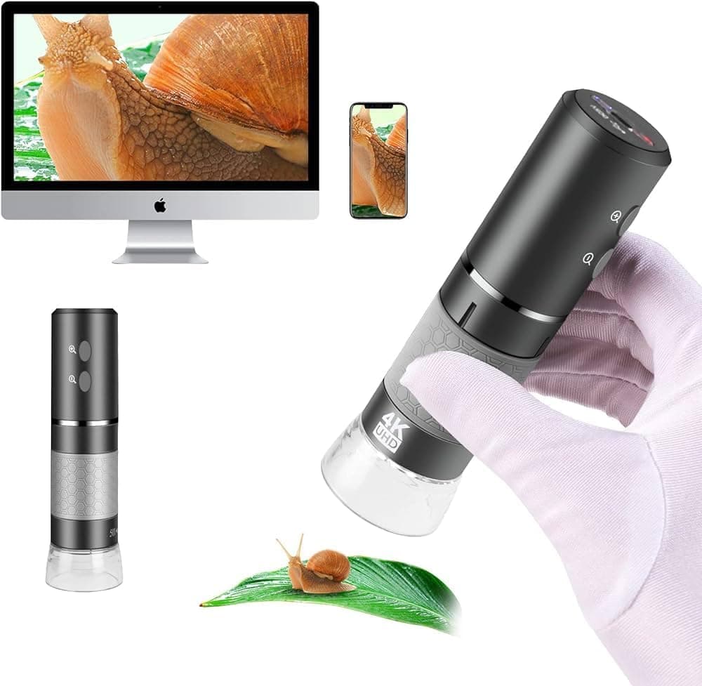 MICROWARE WiFi Wireless Digital Microscope 4K HD Wi-Fi Microscope Camera Digital Magnifier Compatible for iPhone, Android Phones and PC (Black)