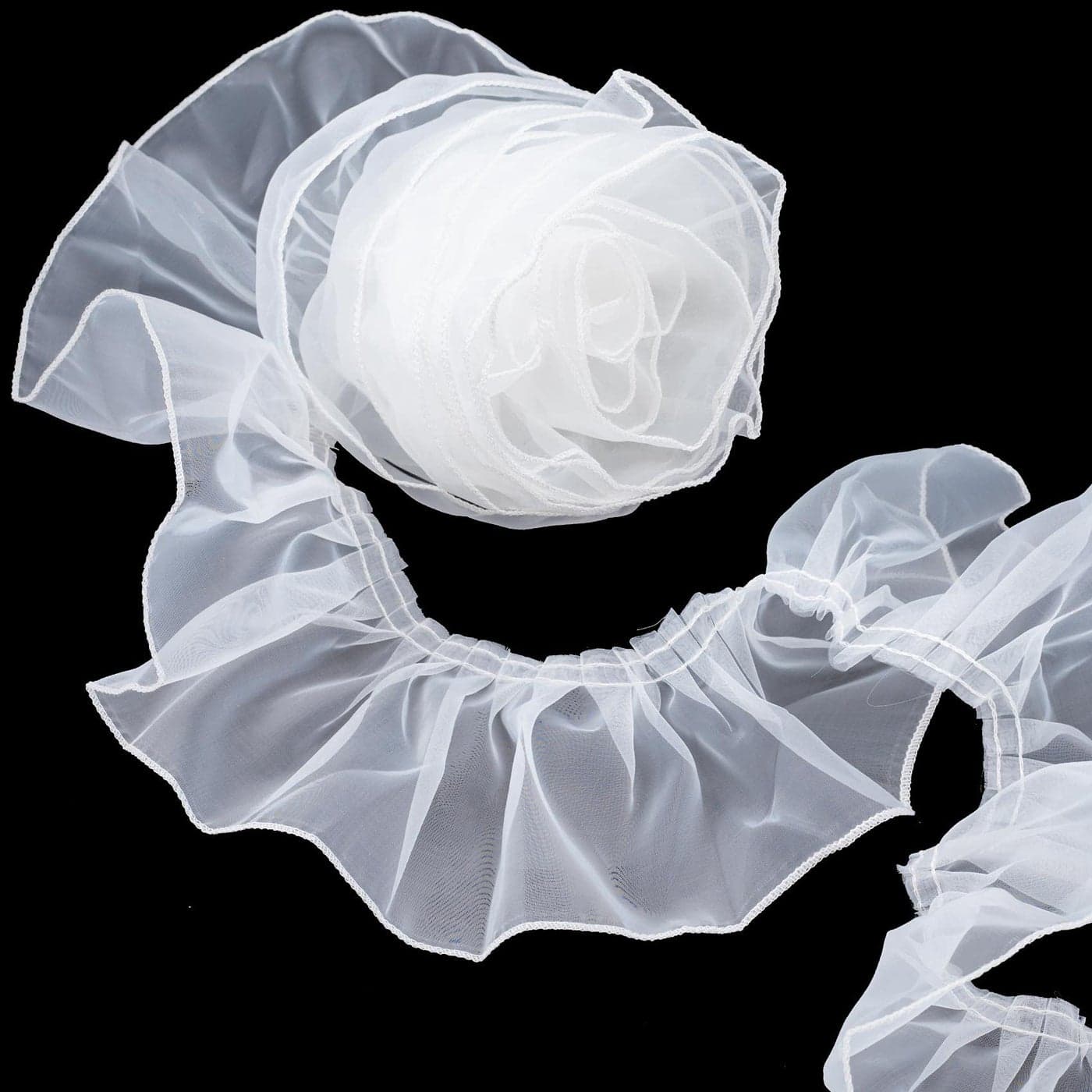 ANCIRS 3 Yards Organza Ruffled Pleated Lace Fabric Trim for Dress Collars Sleeves Halloween Costume Decoration Throw Pillow Decor Appliques Patches Handmade DIY Sewing