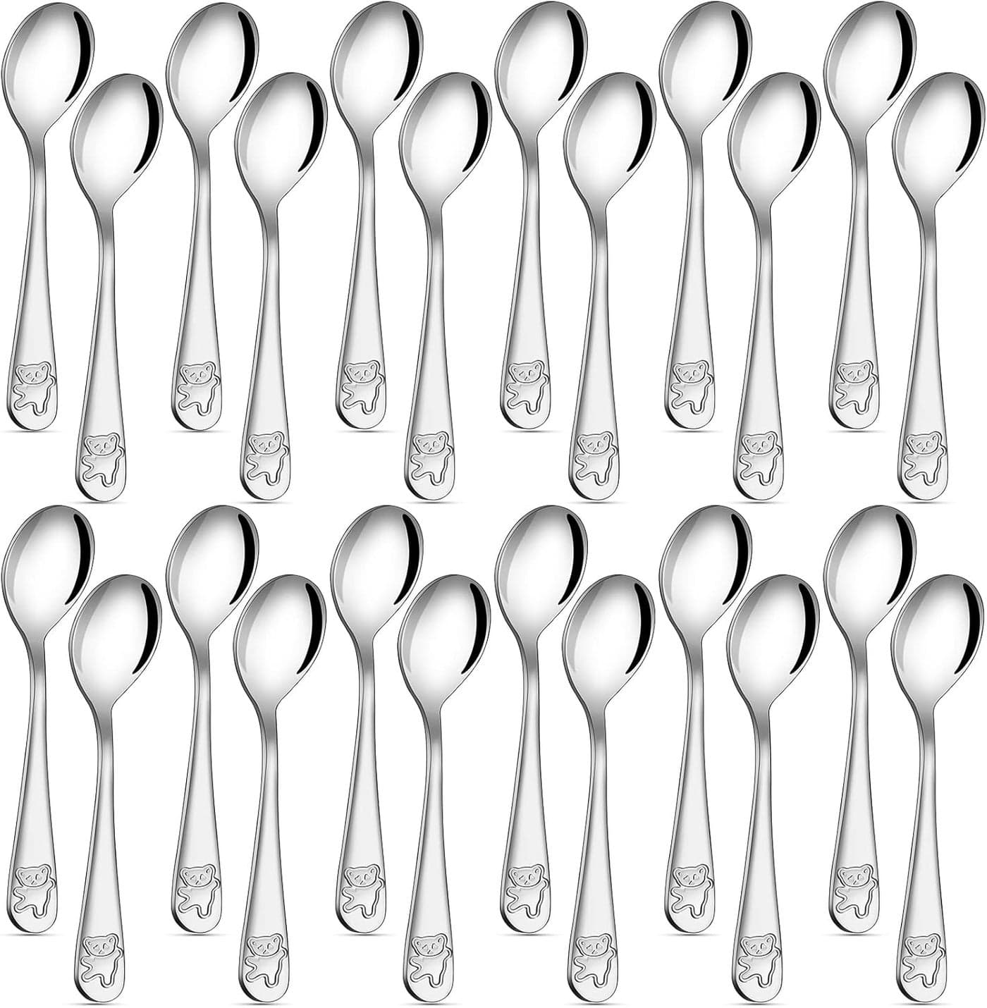 24 Piece Kids Spoons 65 inch Stainless Steel Silverware Child Toddler Safe Baby Self Feeding Spoons Dishwasher Safe