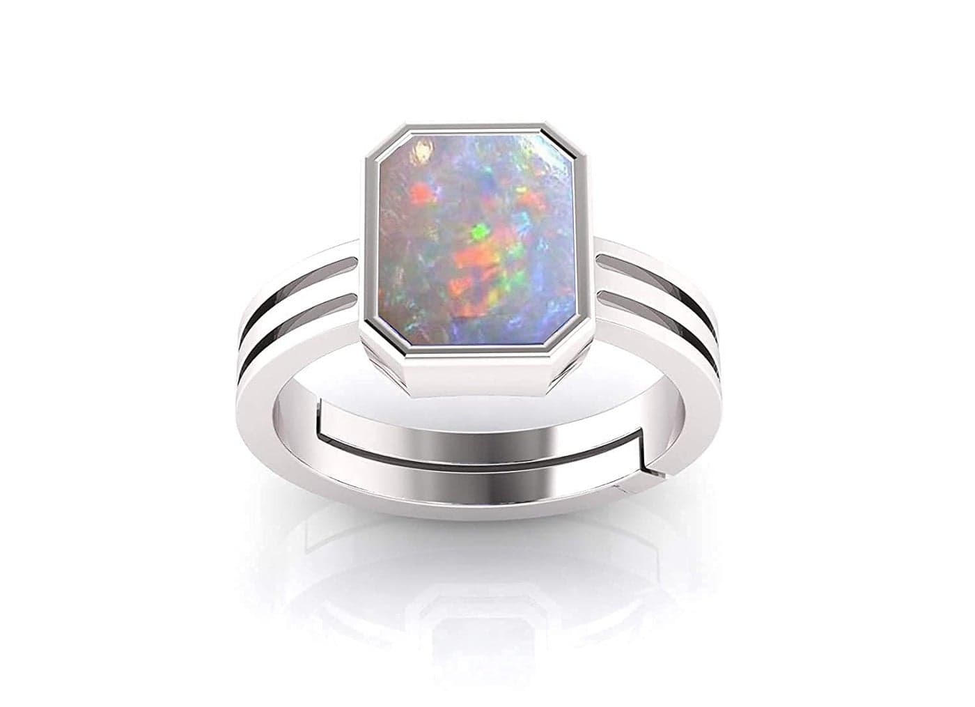 Astrologer Certified Top A+ Quality 9.25 Ratti White Australian Opal Sterling Silver 92.5 Adjustable Ring Loose Gemstone