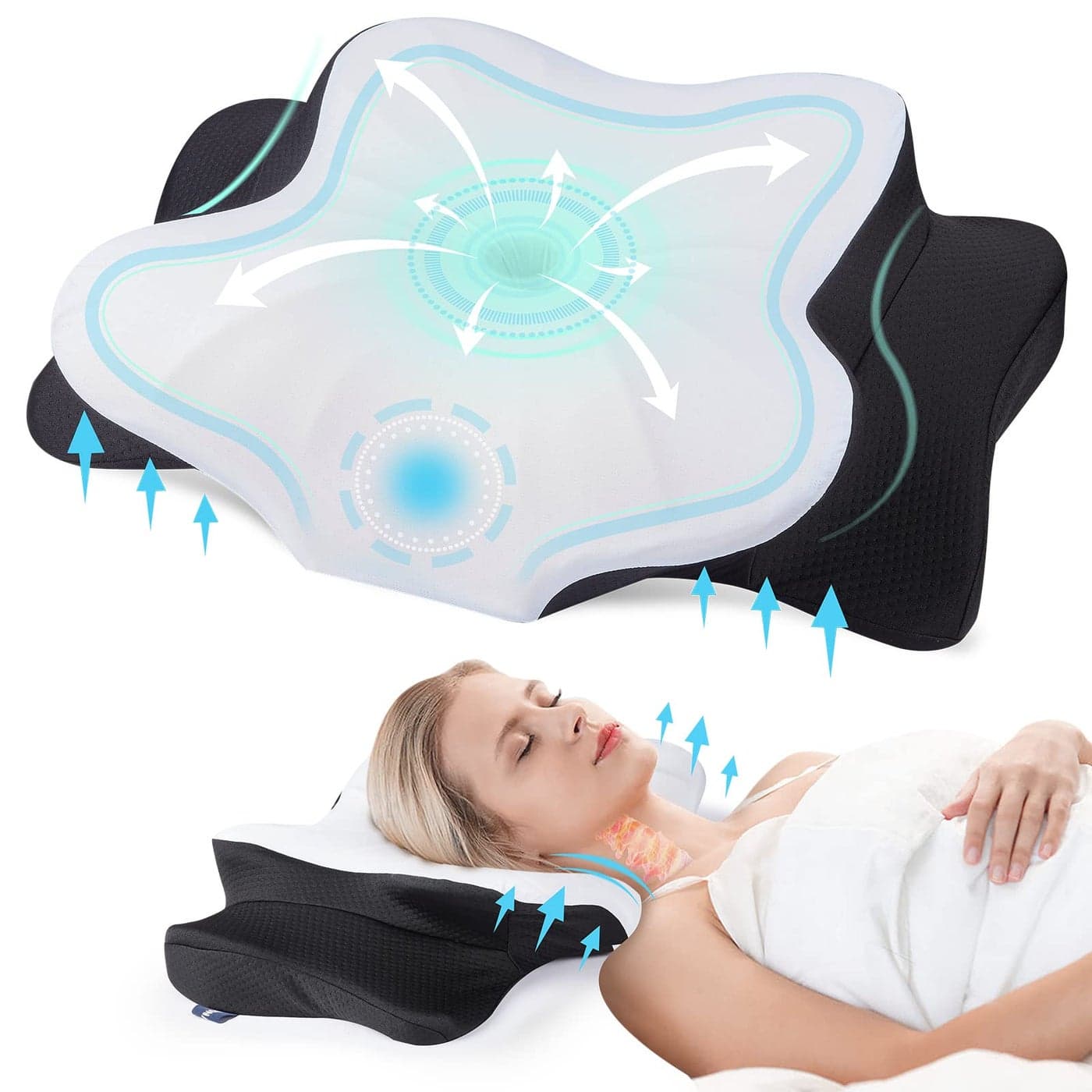 DONAMA Cervical Pillow for Neck and ShoulderContour Memory Foam PillowErgonomic Neck Support Pillow for Side Back Stomach Sleepers with PillowcaseKing Size