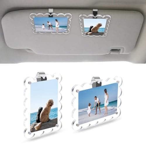 PIFOOG 2 Pack Car Visor Picture Holders Clip Photo Frame Acrylic Magnetic Display Pictures Frames for Cars Sun Visor Personalized Memorial Presents for Mother Dad Friends Transparent 2.5 × 3.7 inch