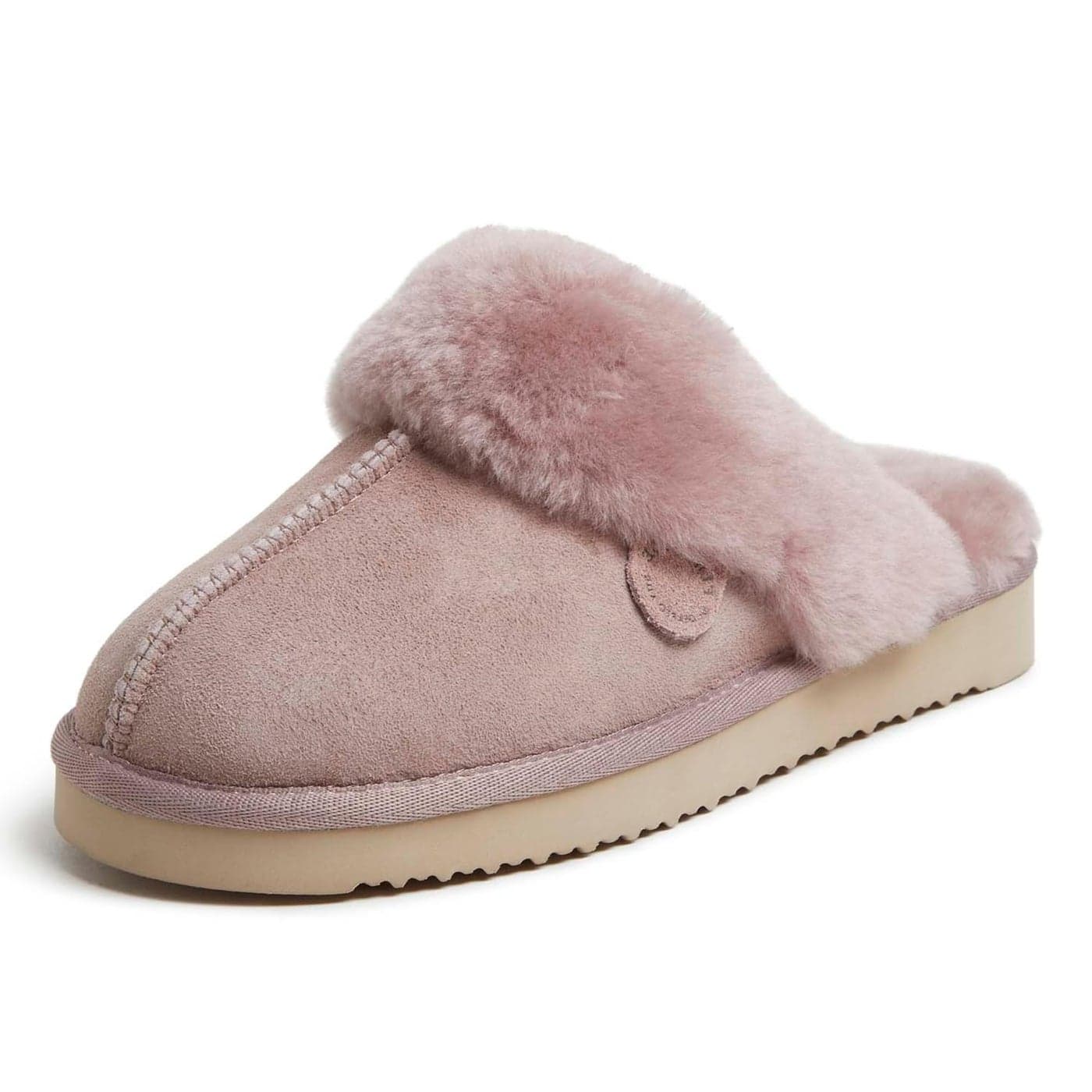Dearfoams womens Fireside Sydney Shearling IndoorOutdoor Water Resistant Scuff Slipper Wide Widths Slipper Dusty Pink 10 Wide US