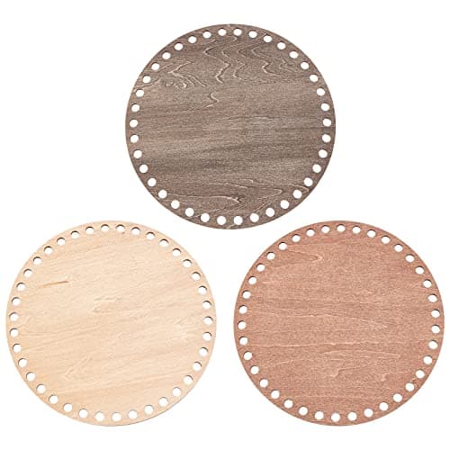 PH PandaHall 3 Colors Wooden Basket Bottoms for Knitting 78 Round Crochet Basket Base Large Natural Blank Wood Bottom Base Shaper for DIY Basket Weaving Craft Home Decor 8mm Hole