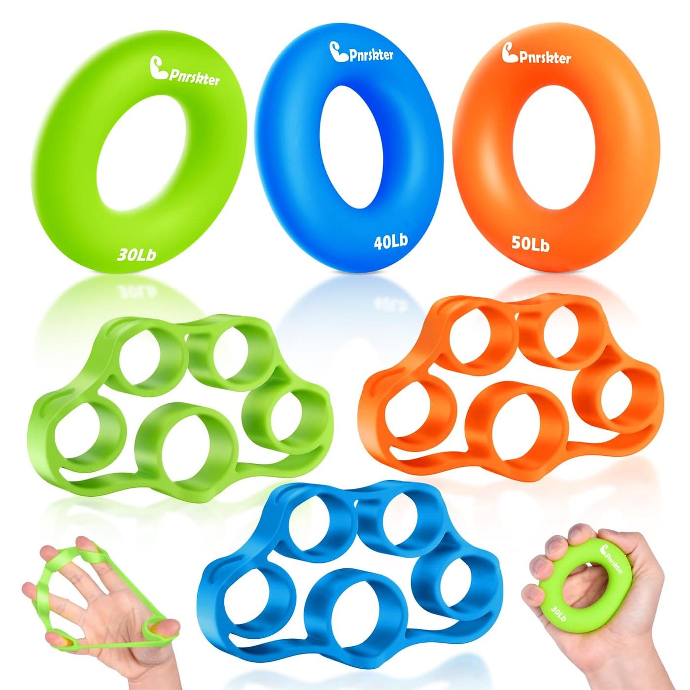 Pnrskter Hand Grip Strengthener Finger Exerciser Grip Strength Trainer 6 PCSNew MaterialForearm Grip Workout Finger Stretcher Relieve Wrist Pain Carpal Tunnel Trigger Finger Mallet Finger and More