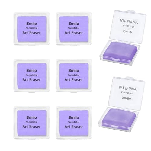 Smilo 8Pack Purple Kneaded Erasers Moldable DustFree Putty Eraser No Smudge Art Eraser with Case for Drawing