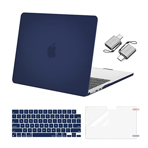 MOSISO Compatible with MacBook Air 13 inch Case 2025 2024 2023 2022 M4 A3240 M3 A3113 M2 A2681, Plastic Hard Shell&Keyboard Cover&Screen Film&Type C for MacBook Air 13.6 inch Case, Navy Blue