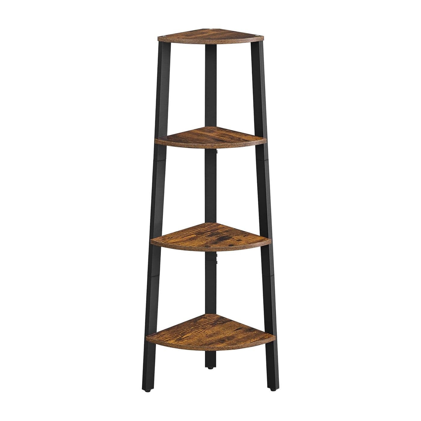 VASAGLE Corner Shelf Stand 4Tier Corner Bookshelf Industrial Ladder Shelf Plant Stand for Living Room Office Kitchen Rustic Brown and Black ULLS34X