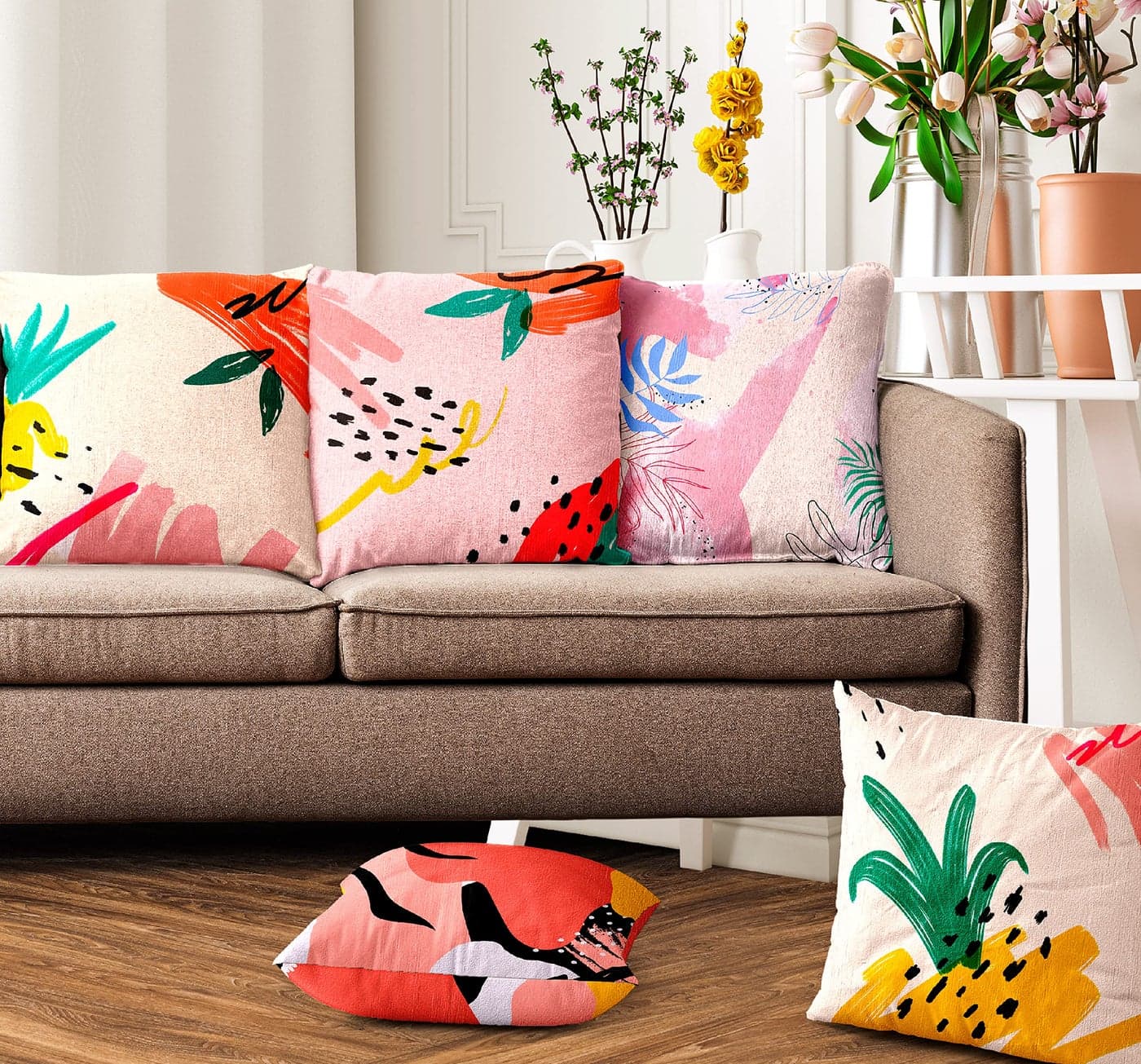 Ultimate Trends Polyester Digital Modern Printed Cushion Cover 16x16 Set of 5, Multi Color (UTCC-1085_ 16)
