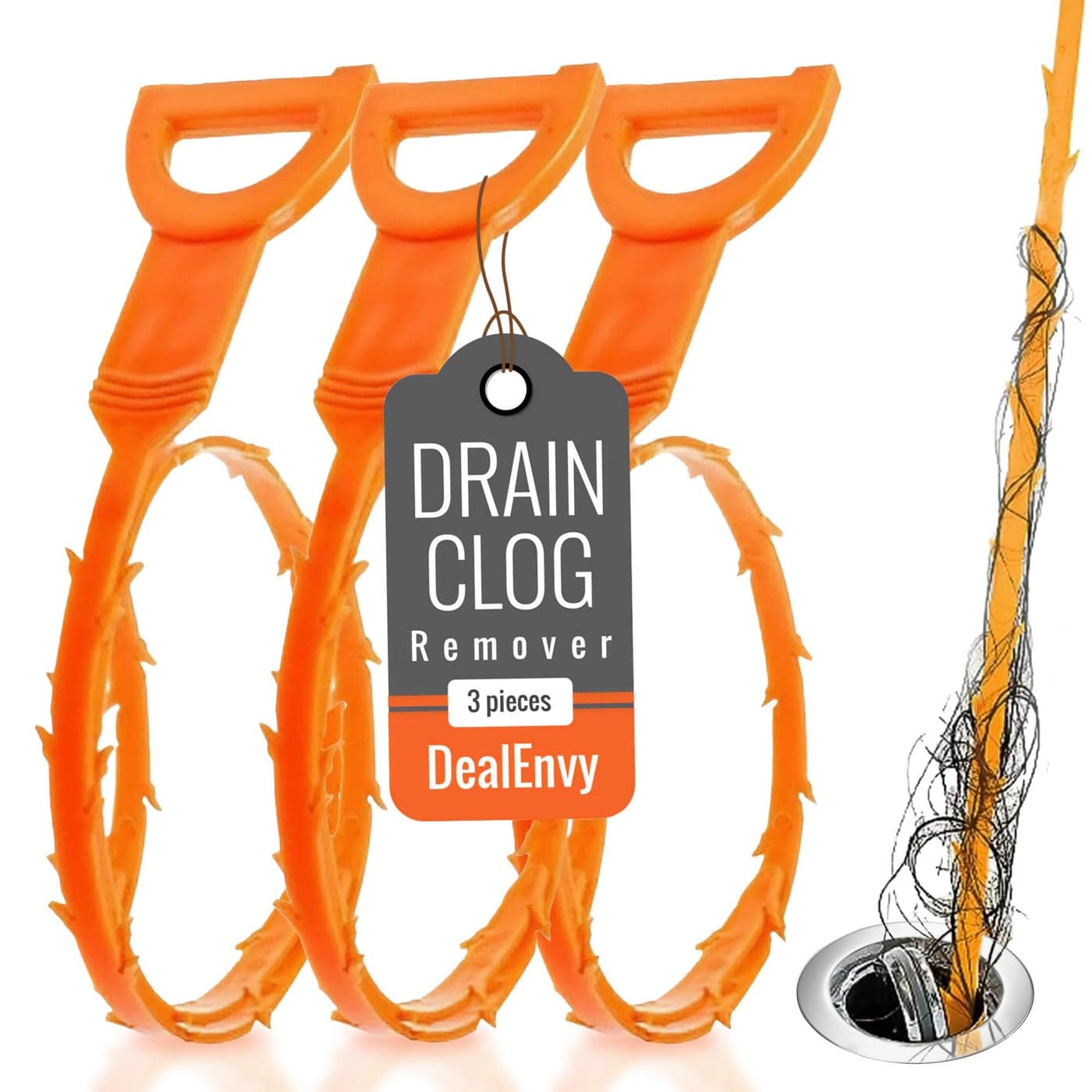 Snake Drain Hair Clog Remover Tool Set 3pcs 50cm197 Inches Drain Cleaner for Sink Shower Tub Bathroom Kitchen Toilet Sewer Pipes Hair Catcher Drain Auger and Pipe Unclogger