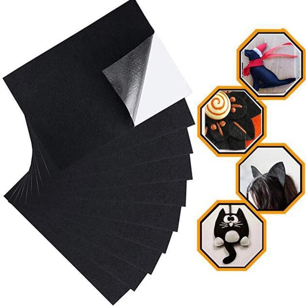 RZJZGZ Adhesive Felt Sheet Black Felt 83x118in 1mm Fabric Adhesive Sticky Back Felt Sheets for Art and Craft Making 5PCS