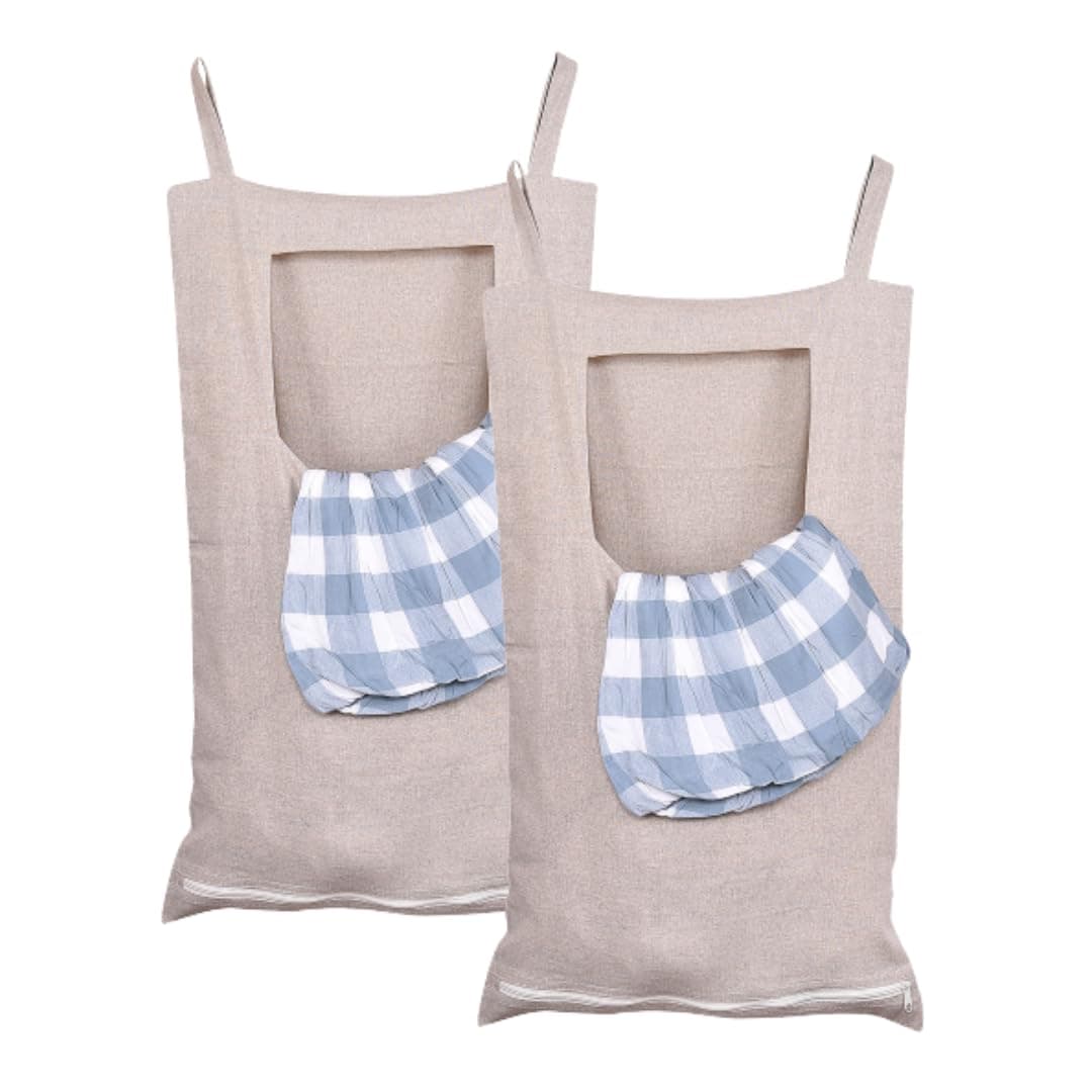 Dcluttr laundry bags for clothes Cotton foldable laundry basket space saver pack of 2 bags Multipurpose laundry bag with zip Versatile toy storage organizer