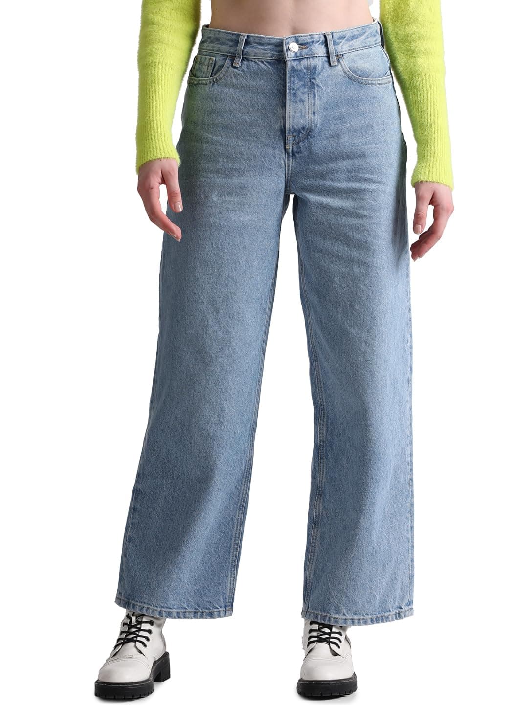 ONLY Women's Straight Jeans (15274039-Medium Blue Denim_Medium 33)