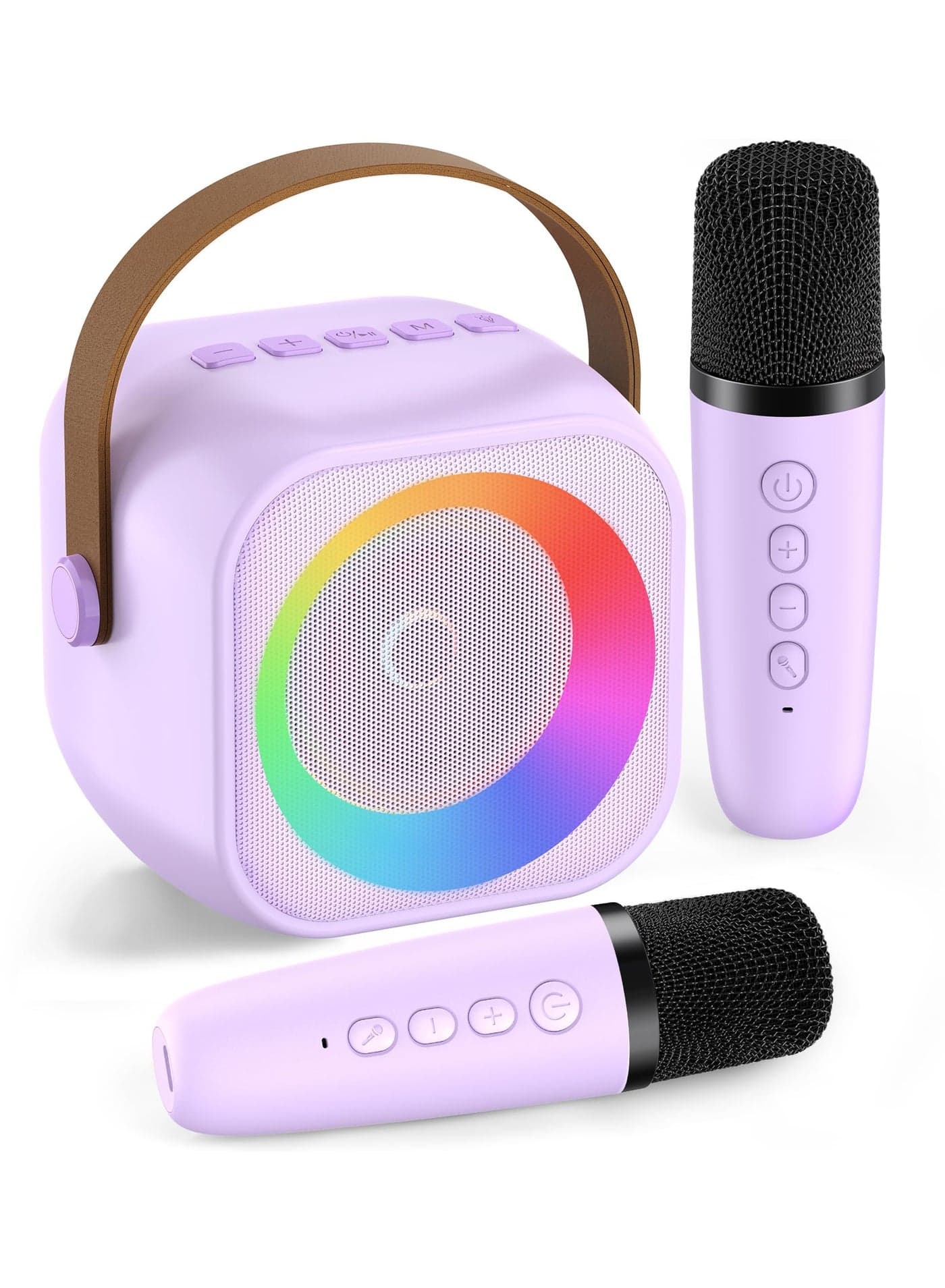 Karaoke Machine, Portable Bluetooth Karaoke Speaker with Wireless Microphones and Party Lights for Kids and Adults, Birthday Gifts for Girls Boys Family Home Party