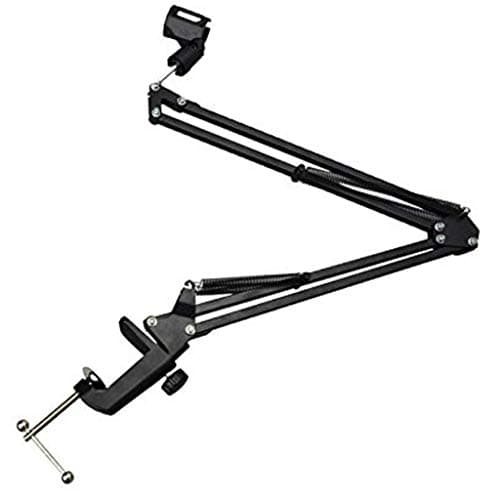 Brain Freezer Microphone Stand with Suspension Boom Scissor Arm – Adjustable Universal Clamp with Mic Holder (Black)