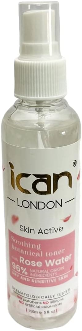 ICAN LONDON SKIN ACTIVE SOOTHING BOTANICAL ROSE WATER TONER MIST 150ML CLEAR