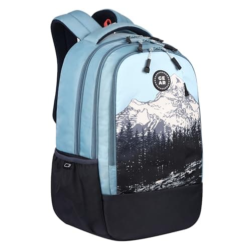 Gear Alpine 19"/39L Large Water Resistant School Bag/College Bag/Casual 4 Compartment Backpack/Daypack/Travel 4 Compartment Backpack/Kids Bag for Boys/Girls (Blue-Black)