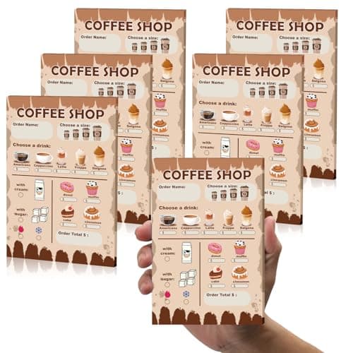 SHIQIKEJIPTY Kids Pretend Play Notepads 4X6 In Pretend Play Notebooks Playtime Notepads Variety Role Play Game Accessories Pages Each for Kids Toddlers 356Brown Coffee Shop