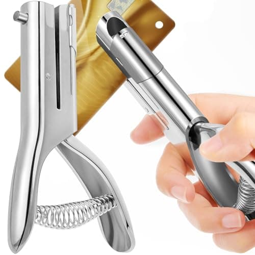 Chumia 1 Pcs Heavy Duty Hole Punch 2 Long Reach 14 Inch Paper Single One Hole Puncher Deep Throat Reduced Effort Hand Held Alloy Punch for ID PVC Cards 5 Inch Tall 25 Sheet Capacity