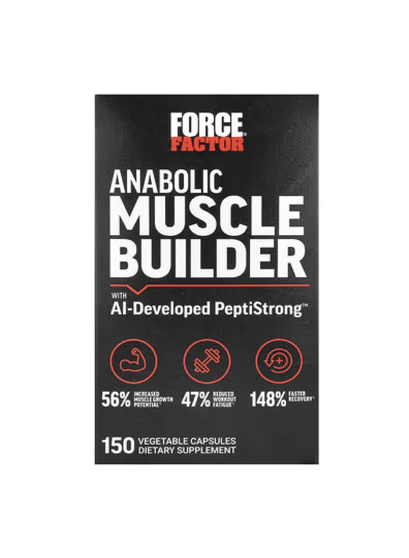 Anabolic Muscle Builder With AI-Developed PeptiStrong, 150 Vegetable Capsules