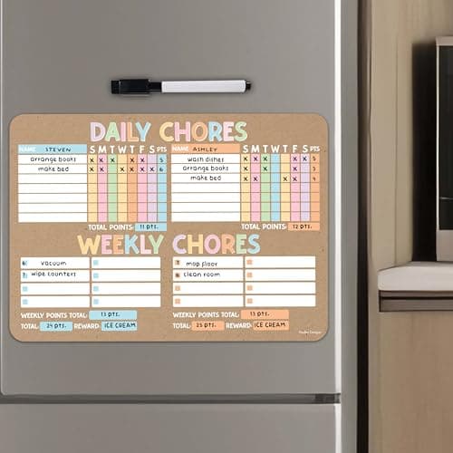 Magnetic Chore Chart for Kids Multiple Kids – Dry Erase Chores Chart for Teens. Adults, Colorful Kraft Responsibility Chore Board for Family