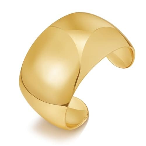 WOWORAMA Polished Wide Cuff Bracelets for Women Boho Chunky Gold Bangle Bracelets Vintage Trendy Statement Gold Bracelet Adjustable Open Wrist Arm Cuff Bracelets