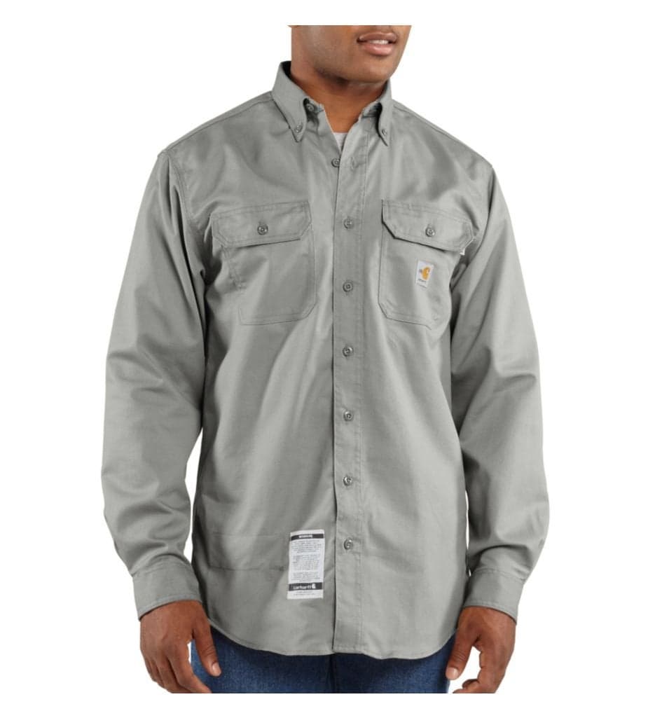Carhartt Men's Flame Resistant Classic Twill Shirt, Gray, X-Large