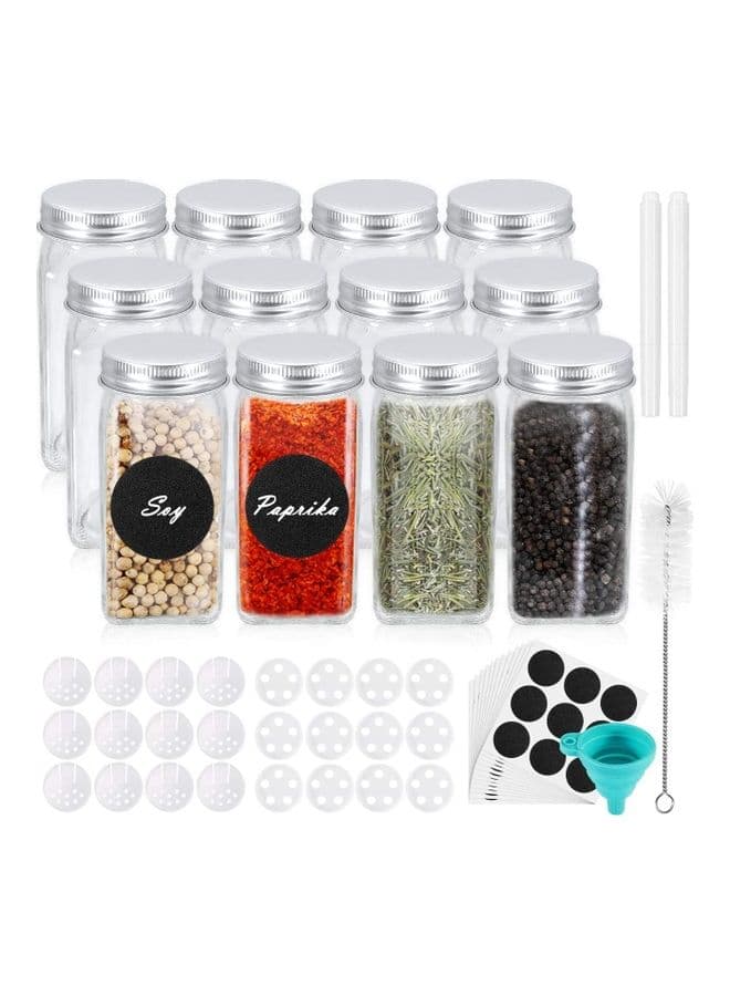 12-Pieces Spices Storage Bottles Clear 10cm