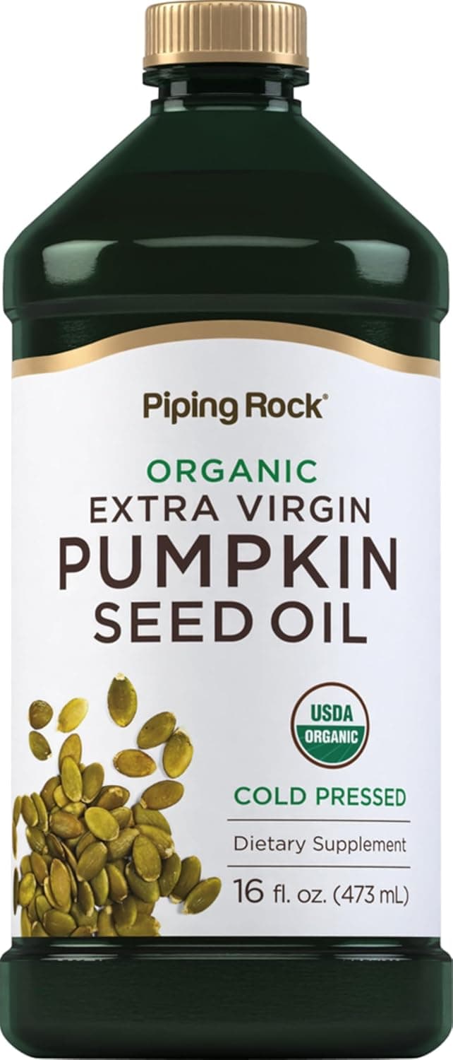 Piping Rock Pumpkin Seed Oil Organic Cold Pressed 16 Fl Oz Extra Virgin NonGMO Gluten Free Supplement