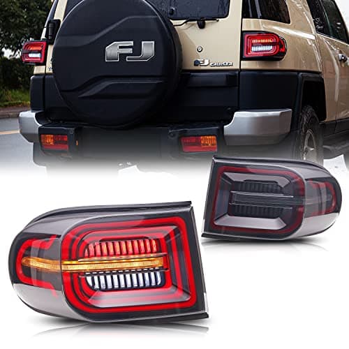 inginuity time LED Tail Lights For Toyota FJ Cruiser 2007-2014 Start-up Animation DRL Sequential Indicator Rear Lamp Assembly