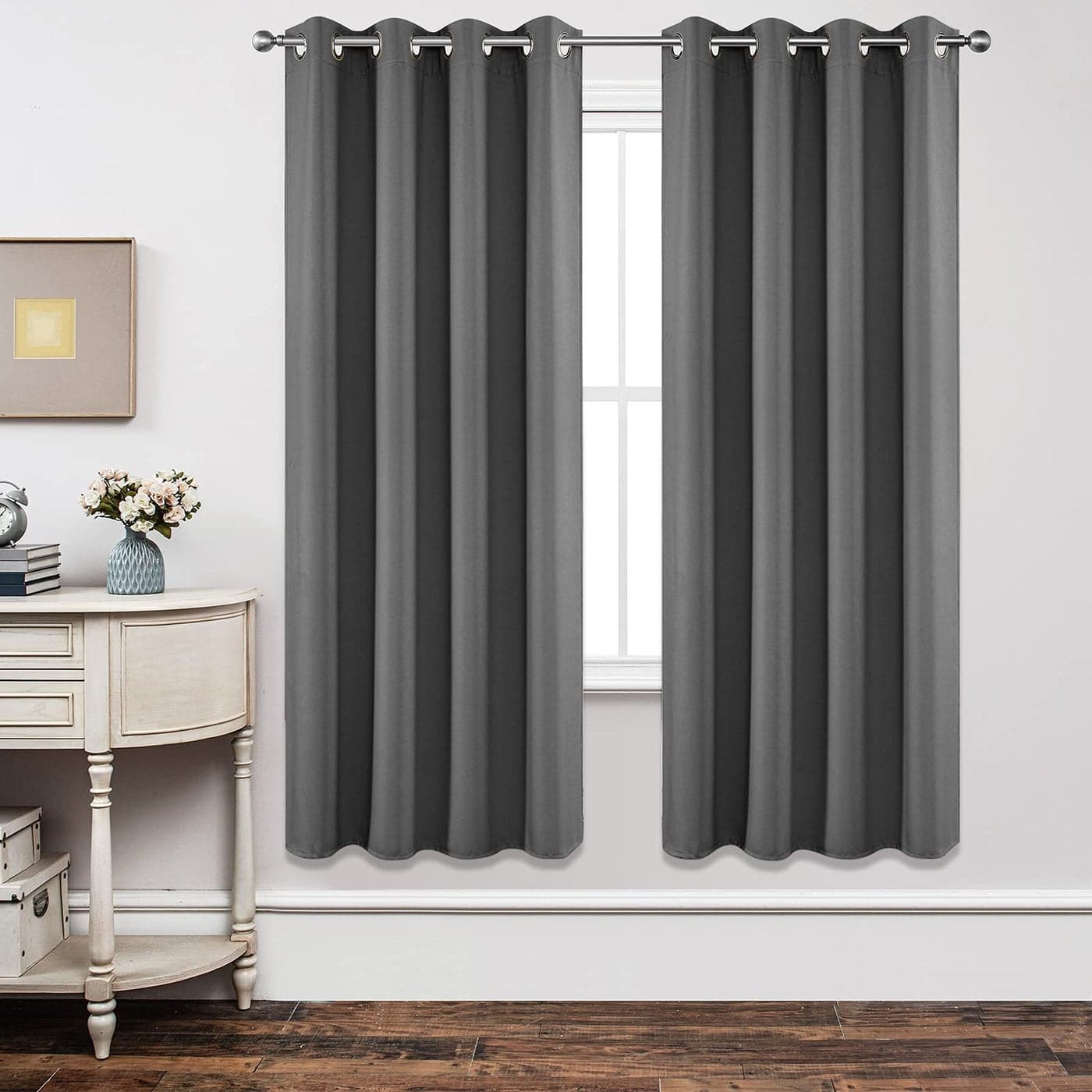 Joydeco Blackout Curtains 72 Inch Length 2 Panels Set Thermal Insulated Long Curtains Drapes 2 Burg Room Darkening Grommet Drapes for Living Room Bedroom Window W52 x L72 Inch Light Grey