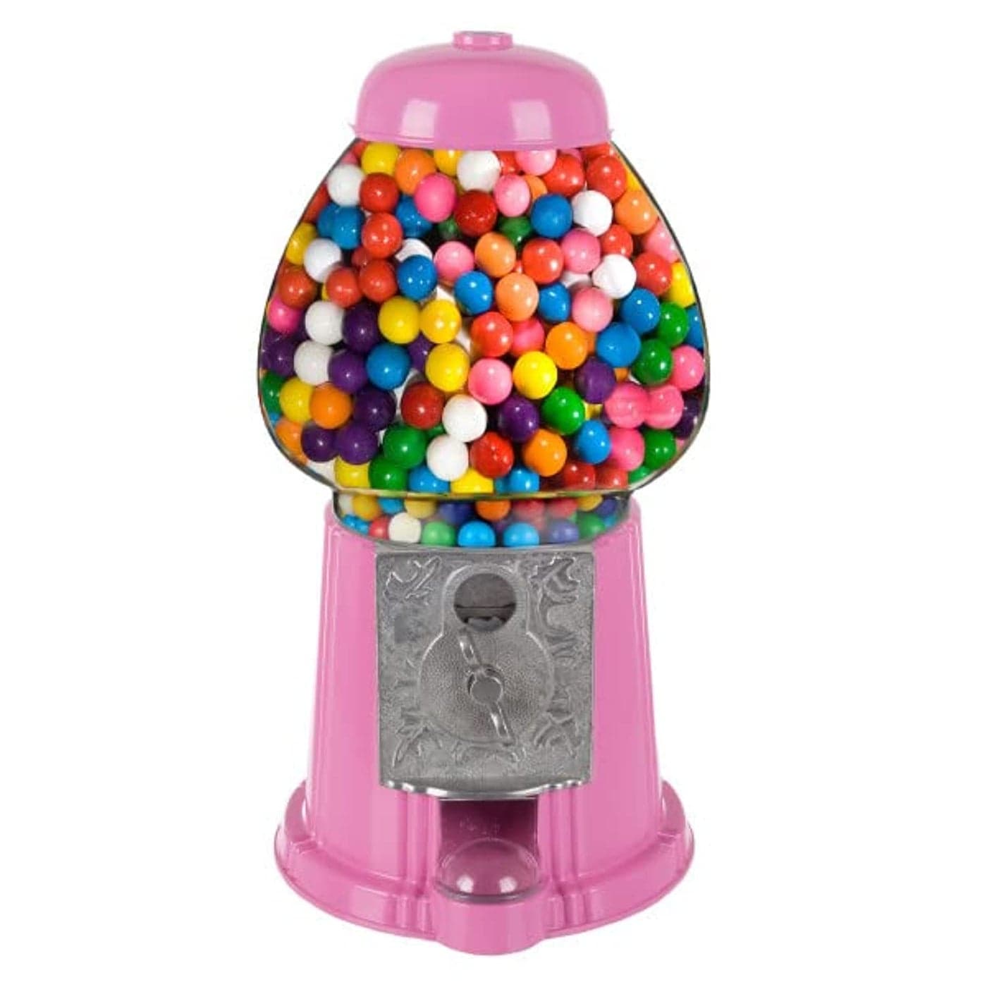 11-Inch Mini Gumball Machine - Vintage Candy Dispenser with Glass Globe, Metal Base, and Free Spin Coin Mechanism by Great Northern Popcorn (Pink)
