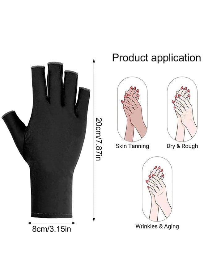Anti UV Gloves for Nail Lamp Light UPF50+ Manicure Gloves UV Protection Gloves Fingerless UV Light Gloves for Gel Nail Lamp Hand UV Protection Gloves