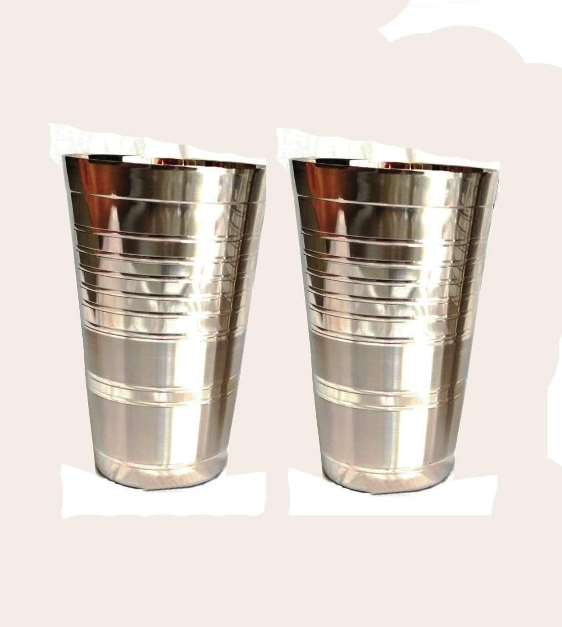 Dharam Paul Traders Heavy Weight Stainless Steel Lassi Glasses Set, Steel lassi Glass Big 500 ml. (Set of 2),Large.
