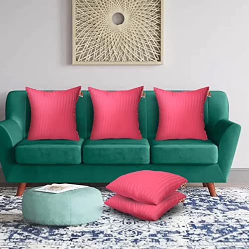 JDX Polyester Cushions|Hotel Quality Premium Fibre Sofa Cushions Set Of 5|Cushion 16 Inch X 16 Inch|Sofa Pillow,Cushion,Cushions For Sofa,Cushion Pillow,Sofa Pillow,Cushions For Bed (Color Pink)