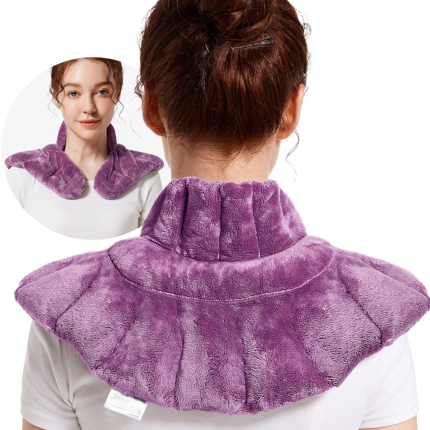 RelaxCoo Microwavable Heating Pad for Neck Shoulders and Back Weighted Neck Warmer with Moist Heat Purple Lavender Scented