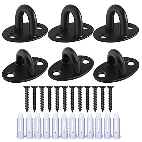 JOMIHONEY Stainless Steel Heavy Duty Mini Ceiling Hooks with Screws and Plastic Anchors, Wall Mount Pad Eye Plate Top Hook Hanging Hardware for Yoga Hammock Swing Boat Sandbag Plant Basket