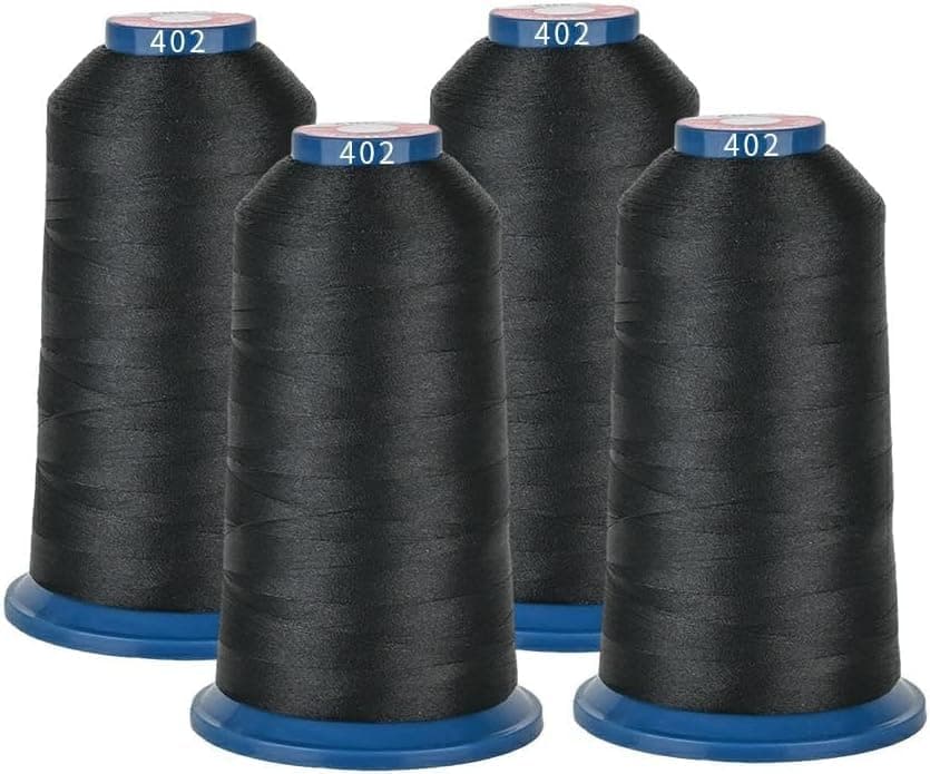 RICHWORD Black Embroidery Thread Huge Spool 4 Rolls 4000M4374Y 40WT Polyester Thread for All Embroidery Machines