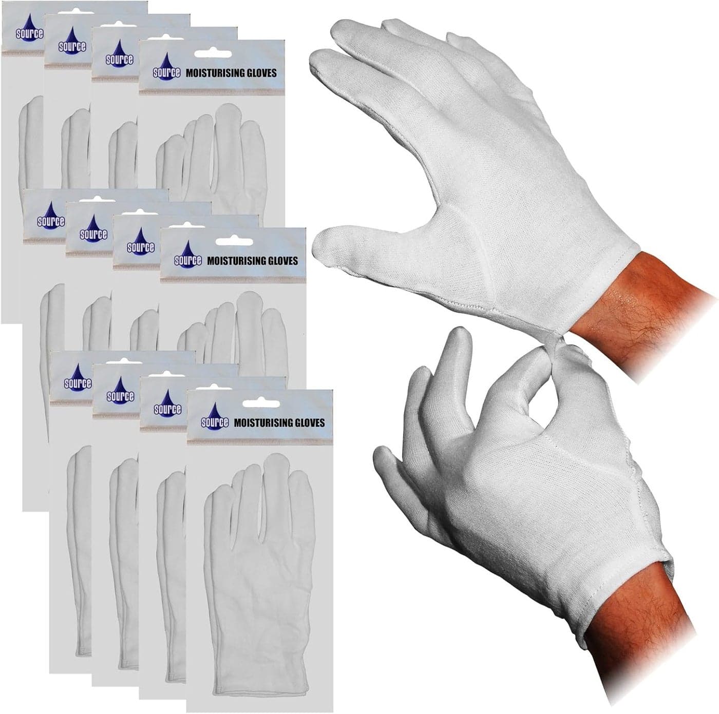 Source Clinic Pack 12 Pair Hand Moisturising Beauty Care Hard Skin Cream Retainer One Size Moisture Gloves