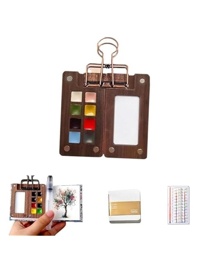 Pocketartist Watercolor Travel Set, Travel Paint Palette, Mini Watercolor Paint Set, Water Colour Paint Palette Travel Kit for Painters Artists Students (8 Colors)
